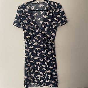 J.Crew Leopard & Navy Wrap Dress- Size 2